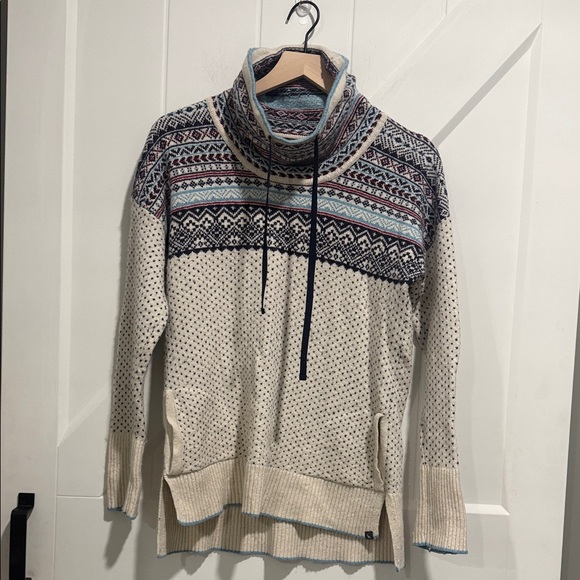 Eddie Bauer Wool Blend Tunic Sweater - Cream and Blue - Picture 1 of 4